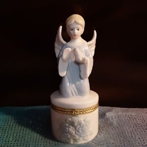 Vintage ceremic angel trinket box